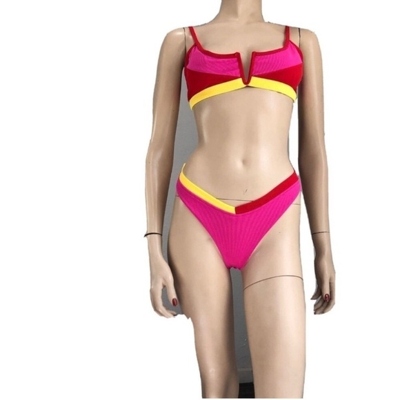 Vibrant Pink and Yellow Bikini for Swim - Picture 2 of 14